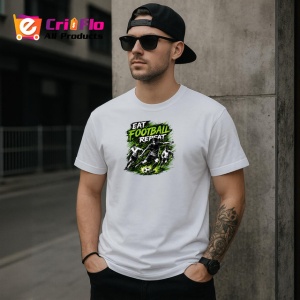 Tricou Eat Football Sleep Repeat Design Gri V1, din bumbac 100% , tricou alb pentru Copii | Dama | Barbat - Img 9