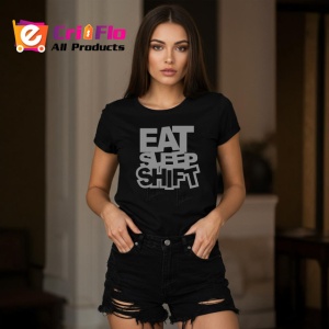 Tricou Eat Sleep Shift Mesaj Pasionati Auto, din bumbac 100%, tricou negru Dama | Barbat