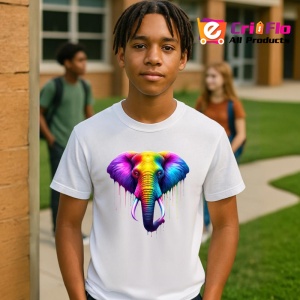 Tricou Elefant in stil pop art cu efecte de curcubeu Copii | Dama | Barbat - Img 5