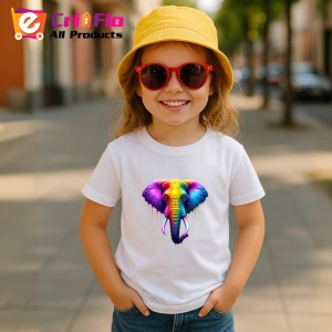 Tricou Elefant in stil pop art cu efecte de curcubeu Copii | Dama | Barbat
