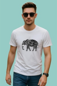 Tricou Elefant Negru Abstract Stil Cubic, Copii | Dama | Barbat - Img 2