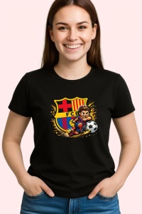 Tricou Emblema Fc Barcelona Fotbal Minge Spania, din bumbac 100%, tricou negru Copii | Dama | Barbat