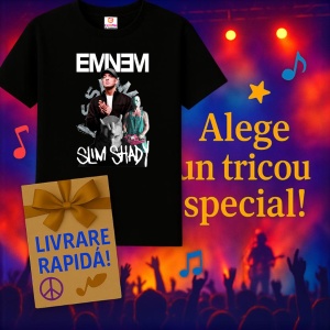 Tricou Eminem SLIM SHADY minimal, muzica Pop, Dama | Barbat | Copii, Culoare Negru - Img 7
