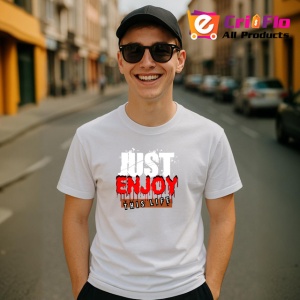 Tricou Enjoy This Life Font Rosu Stil Horror V1, din bumbac 100% , tricou alb pentru Copii | Dama | Barbat - Img 10