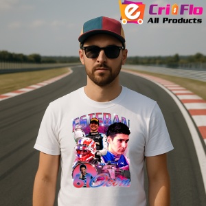 Tricou Esteban Ocon Colaj Portret Si Masina Echipa Alpin Formula 1, Copii | Dama | Barbat - Img 4
