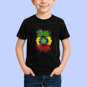 Tricou Ethiopia Steag Splash Art, Copii | Dama | Barbat, culoare negru - Img 3