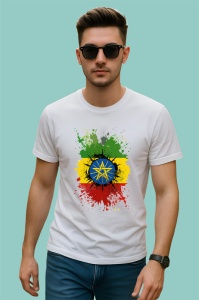 Tricou Ethiopia Steag Splash Art, Copii | Dama | Barbat - Img 2