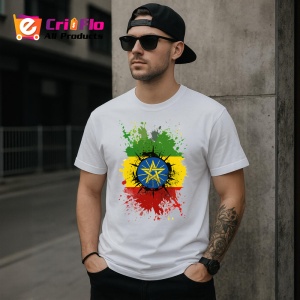 Tricou Ethiopia Steag Splash Art, Copii | Dama | Barbat - Img 4