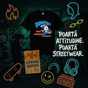 Tricou Exercitiu, oh sunt campion! Negru, Copii | Dama | Barbat - Img 9