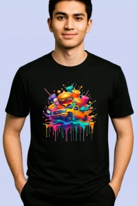 Tricou Fast food exploziv in stil pop art urban Copii | Dama | Barbat, culoare negru - Img 2