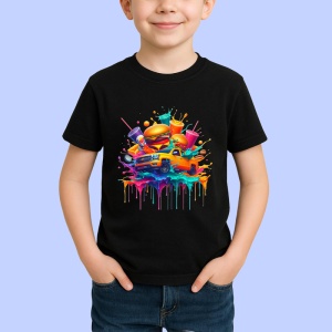 Tricou Fast food exploziv in stil pop art urban Copii | Dama | Barbat, culoare negru - Img 4