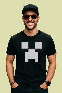 Tricou Fata Creeper Minecraft, din bumbac 100%, tricou negru, Dama | Barbat - Img 2