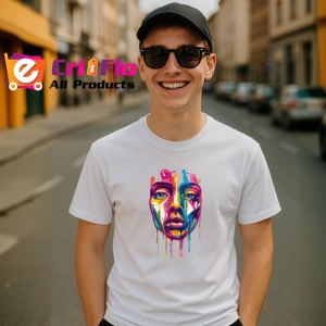 Tricou Fata stil graffiti cu pete de vopsea curcubeu Copii | Dama | Barbat - Img 5