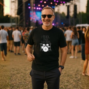 Tricou Feel The Drums Set Tobe Linie, Copii | Dama | Barbat, culoare negru - Img 4