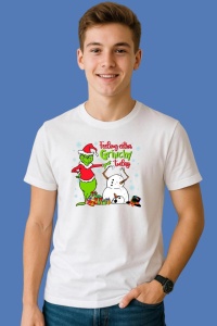 Tricou Feeling Extra Grinchy Today Snowman, din bumbac 100%, tricou alb, Copii | Dama | Barbat - Img 2