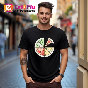 Tricou Felie Pizza Minimal Ilustratie, Copii | Dama | Barbat, culoare negru - Img 4