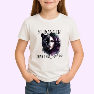 Tricou Femeie puternica cu pantera neagra mesaj motivational stronger than the storm Copii | Dama | Barbat Barbat - Img 4