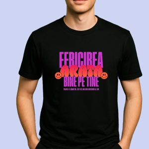 Tricou Fericirea arata bine pe tine Negru, Copii | Dama | Barbat - Img 2