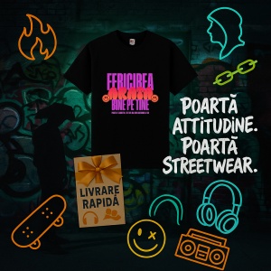 Tricou Fericirea arata bine pe tine Negru, Copii | Dama | Barbat - Img 10