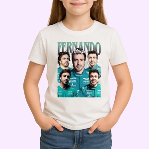 Tricou Fernando Alonso Colaj Cu Fete Multiple Echipa Aston Martin Formula 1, Copii | Dama | Barbat - Img 3