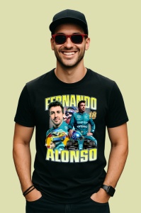 Tricou Fernando Alonso Poster Colaj Echipa Aston Martin Formula 1, Copii | Dama | Barbat - Img 4