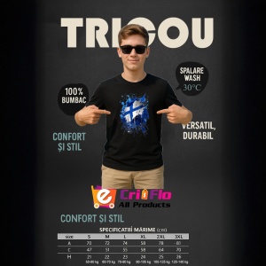 Tricou Finland Steag Splash Art, Copii | Dama | Barbat, culoare negru - Img 5