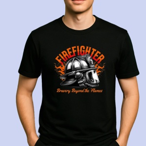 Tricou FireFighter Casca Negru, Firefighter 1 Negru, Copii | Dama | Barbat - Img 2