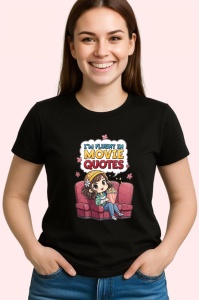 Tricou Fluent In Movie Quotes Fata Canapea, Copii | Dama | Barbat, culoare negru - Img 4