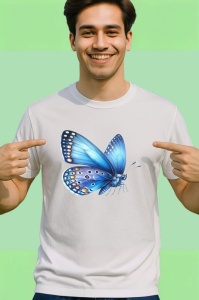 Tricou Fluture albastru cu aripi deschise si buline elegante Copii | Dama | Barbat Barbat - Img 2