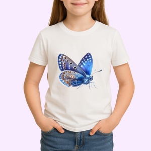 Tricou Fluture albastru cu corp maro stil realist natural Copii | Dama | Barbat Barbat - Img 3