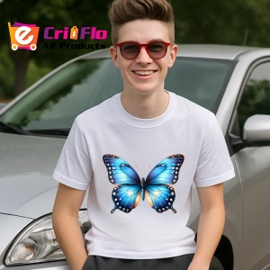 Tricou Fluture albastru intens cu accente aurii si margini negre Copii | Dama | Barbat Barbat - Img 6