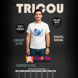 Tricou Fluture albastru pastel pe frunza fundal simplu Copii | Dama | Barbat Barbat - Img 6