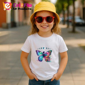 Tricou Fluture colorat cu flori si fazele lunii design boem Copii | Dama | Barbat Barbat - Img 15