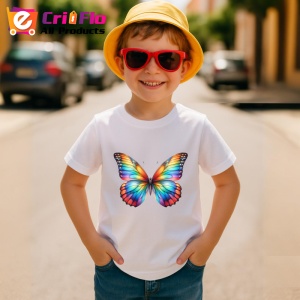 Tricou Fluture curcubeu stil vibrant cu margini rosii intense Copii | Dama | Barbat Barbat - Img 13
