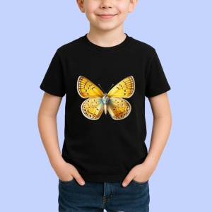 Tricou Fluture galben cald cu albastru pastel design simetric Copii | Dama | Barbat Barbat - Img 6