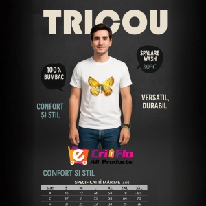 Tricou Fluture galben cald cu albastru pastel design simetric Copii | Dama | Barbat Barbat - Img 10