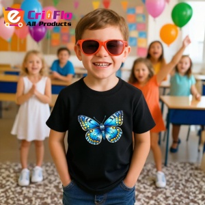 Tricou Fluture galben si albastru intens cu buline simetrice Copii | Dama | Barbat Barbat - Img 21