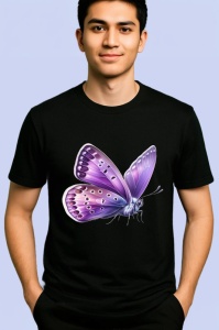 Tricou Fluture mov pastel cu accente albe si tonuri fine Copii | Dama | Barbat Barbat - Img 4