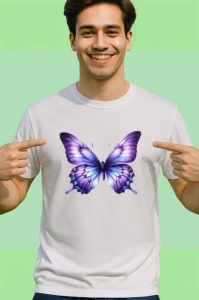 Tricou Fluture mov pastel cu aripi delicate si simetrice Copii | Dama | Barbat Barbat - Img 2