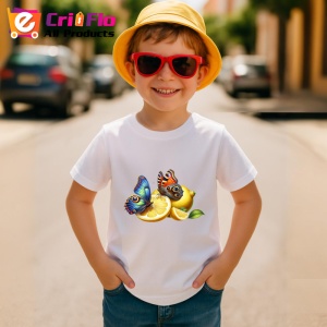 Tricou Fluture pe felii de lamaie desen decorativ estival Copii | Dama | Barbat Barbat - Img 14