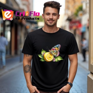 Tricou Fluture pe lamaie si frunze verzi desen estival Copii | Dama | Barbat Barbat - Img 17