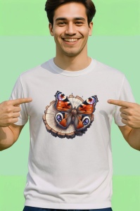 Tricou Fluture pe trunchi de copac design rustic realist Copii | Dama | Barbat Barbat - Img 2