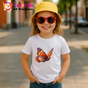 Tricou Fluture portocaliu aprins cu model negru contrastant Copii | Dama | Barbat Barbat - Img 14