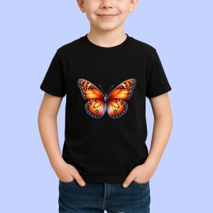 Tricou Fluture portocaliu clasic cu negru in stil monarch Copii | Dama | Barbat Barbat - Img 6