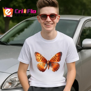 Tricou Fluture portocaliu cu negru stil monarch realist Copii | Dama | Barbat Barbat - Img 9