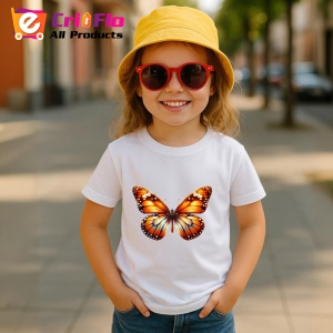Tricou Fluture portocaliu intens in zbor design vibrant Copii | Dama | Barbat Barbat - Img 14