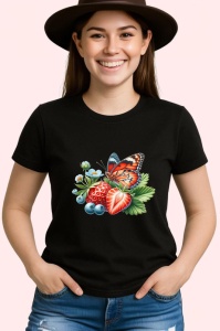 Tricou Fluture portocaliu pe capsuni si afine stil dulce si vesel Copii | Dama | Barbat Barbat - Img 6