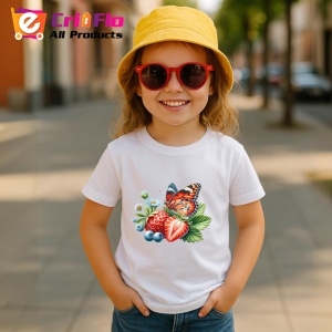 Tricou Fluture portocaliu pe capsuni si afine stil dulce si vesel Copii | Dama | Barbat Barbat - Img 14