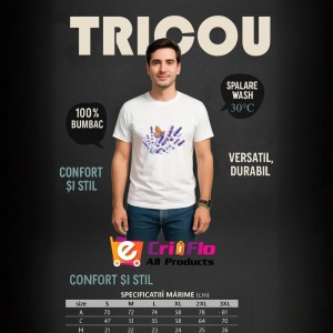 Tricou Fluture portocaliu pe lavanda grafica florala calma si eleganta Copii | Dama | Barbat Barbat - Img 10