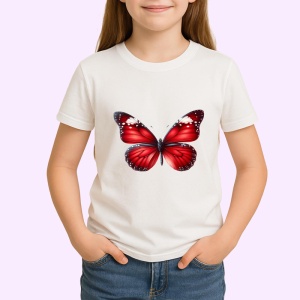Tricou Fluture rosu cu detalii albe design elegant intens Copii | Dama | Barbat Barbat - Img 4